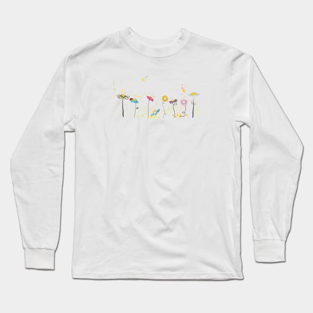 Spring time colorful daisy spring flowers Long Sleeve T-Shirt by GULSENGUNEL
